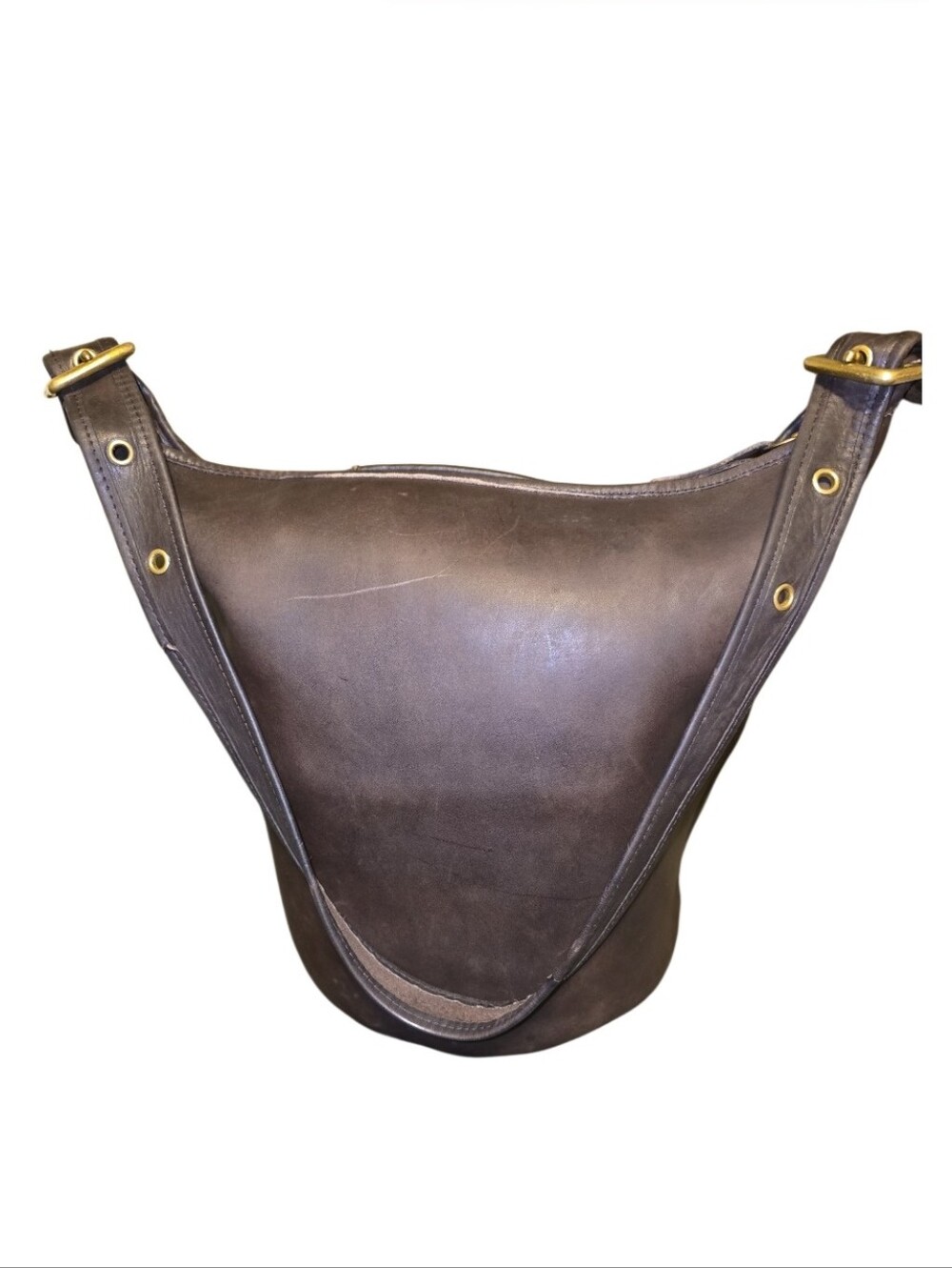 Vtg Coach 1970s-1980s Brown Leather Duffle Sac Made In New York Glue-in Serial #